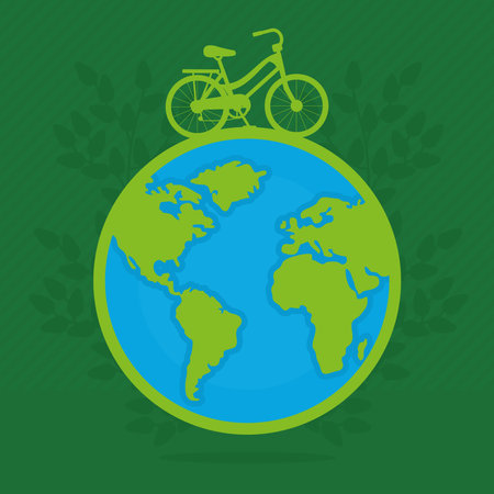 bicycle and earth planetのイラスト素材