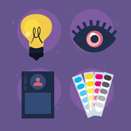 four web design itemsのイラスト素材