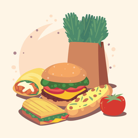 home food and bagのイラスト素材