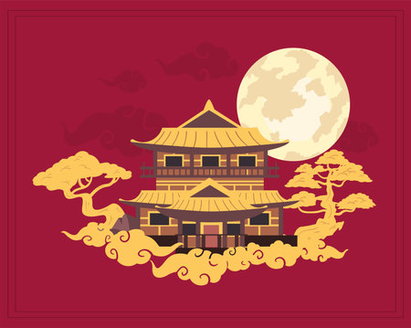 chinese moon cardのイラスト素材