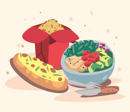 home food and cutleriesのイラスト素材