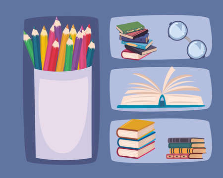 six literacy day iconsのイラスト素材