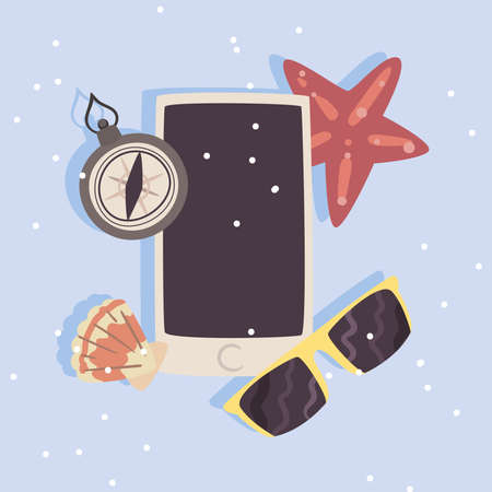 smartphone with travel iconsのイラスト素材