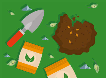fertilizer bags and spatuleのイラスト素材