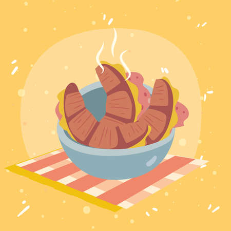 bowl with croissantのイラスト素材