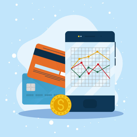 credit cards and smartphoneのイラスト素材