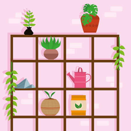 planting icons in shelvingのイラスト素材