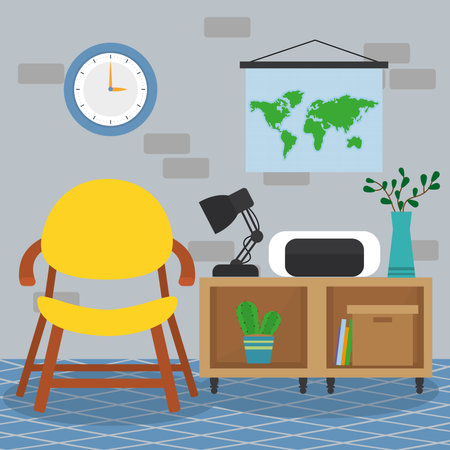 yellow chair and drawerのイラスト素材