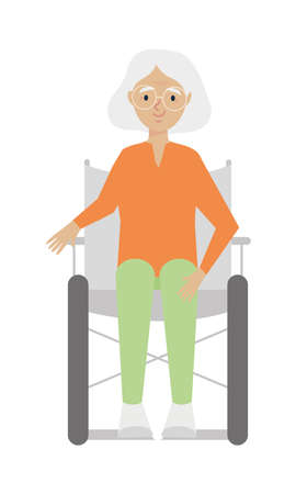 old woman on wheelchairのイラスト素材