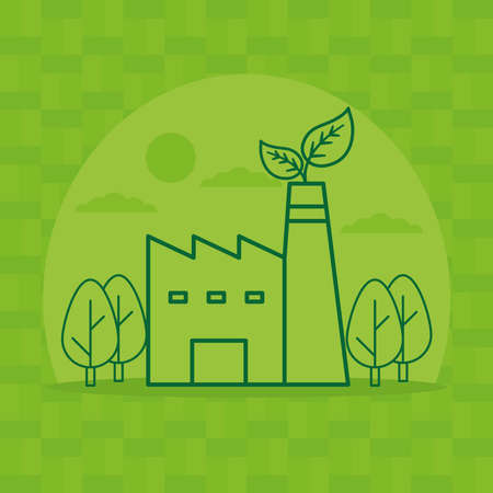 industrial building and treesのイラスト素材