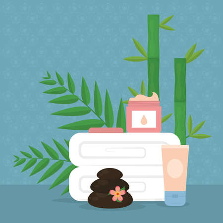 tropical leaves and spaのイラスト素材