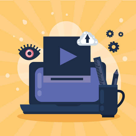 webpage design and laptopのイラスト素材