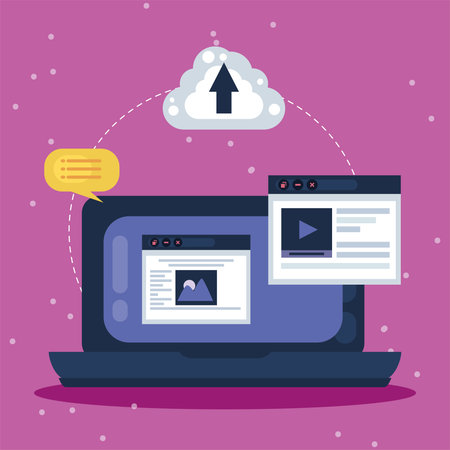 webpage design with laptopのイラスト素材