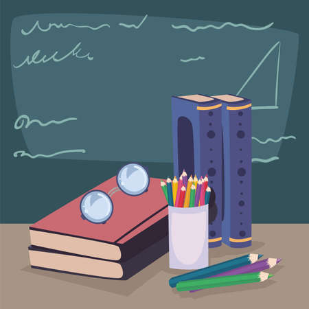 colors pencils and booksのイラスト素材