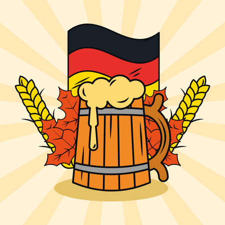 wooden jar and flagのイラスト素材