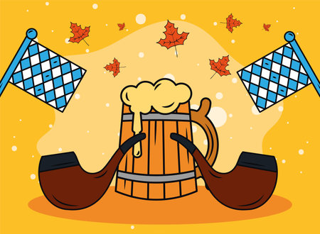oktoberfest jar and pipesのイラスト素材