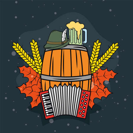 beer barrel and oktoberfest iconsのイラスト素材