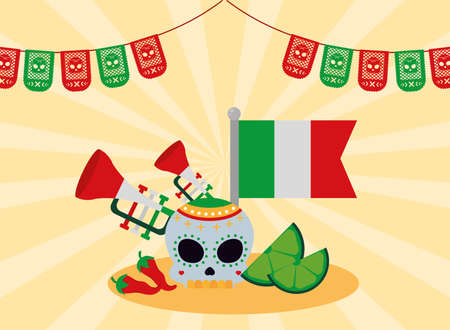 mexican party iconsのイラスト素材