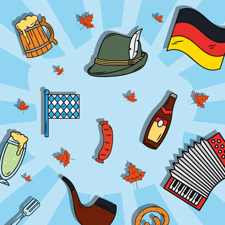 oktoberfest celebration iconsのイラスト素材