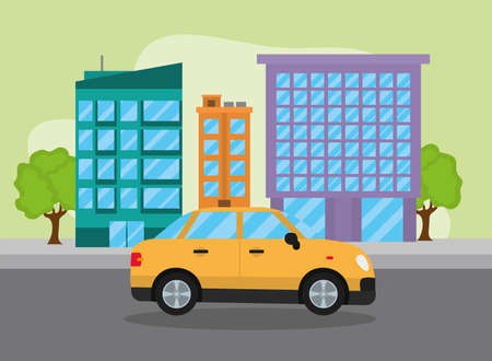 car with cityscapeのイラスト素材