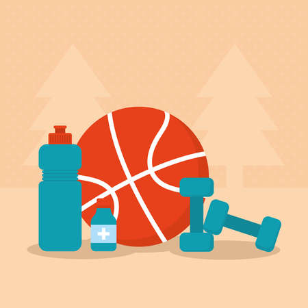 basketball ball and fitnessのイラスト素材
