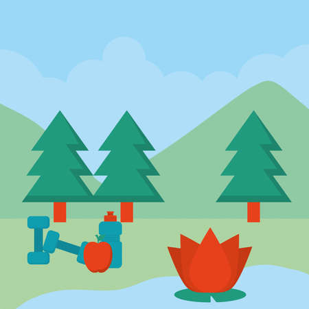 landscape illustration designのイラスト素材