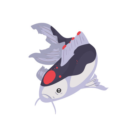 koi fish of purple and blackのイラスト素材