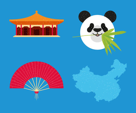 china map and symbolsのイラスト素材