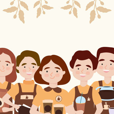 Baristas with coffee drinksのイラスト素材