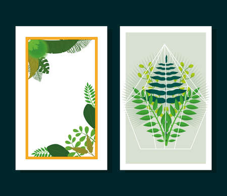 tropical leaves template designsのイラスト素材