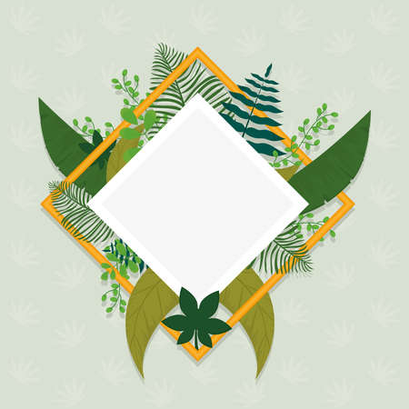 tropical leaves templateのイラスト素材