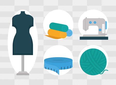 sewing equipment icon setのイラスト素材