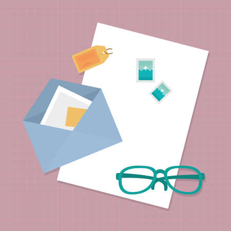envelope and letter illustrationのイラスト素材