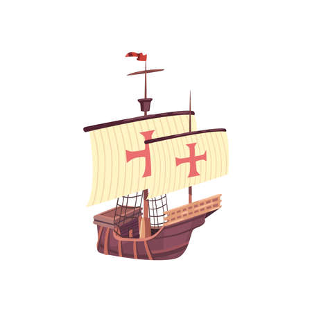 columbus wooden caravelのイラスト素材