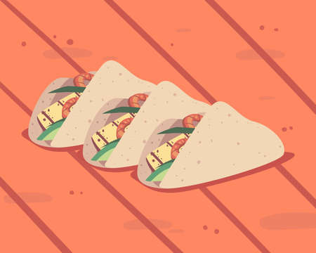 three tacos in tableのイラスト素材
