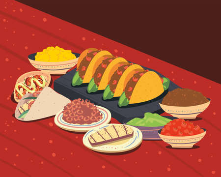 tacos and ingredientsのイラスト素材