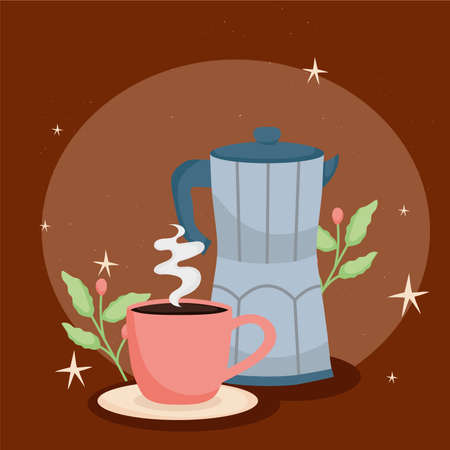 coffee kettle and cupのイラスト素材