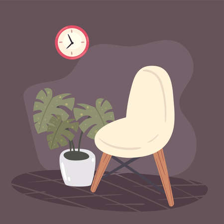 chair and houseplantのイラスト素材