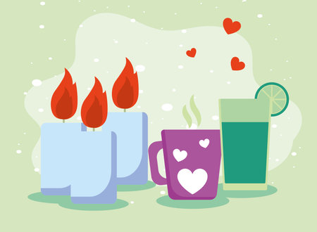 healthy beverages and candlesのイラスト素材