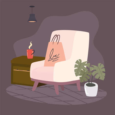 contemporary livingroom sceneのイラスト素材