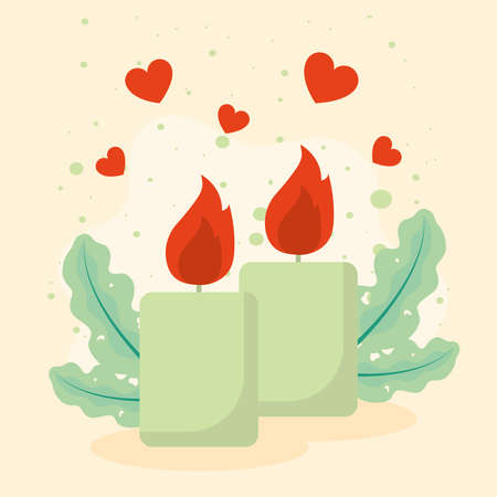 candles and heartsのイラスト素材