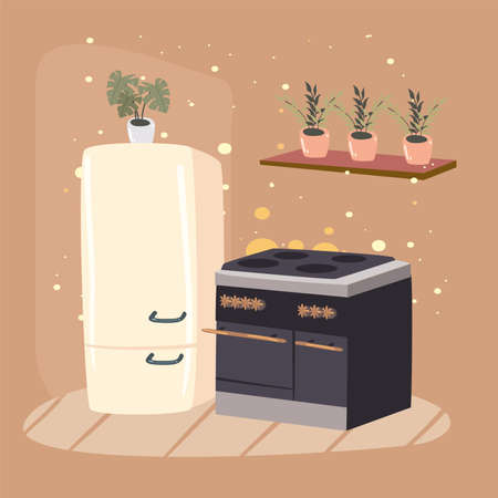 fridge and ovenのイラスト素材