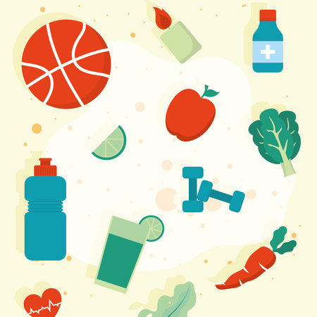 healthy lifestyle patternのイラスト素材