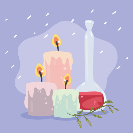 spa candles with flaskのイラスト素材
