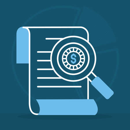 financial document with lupeのイラスト素材