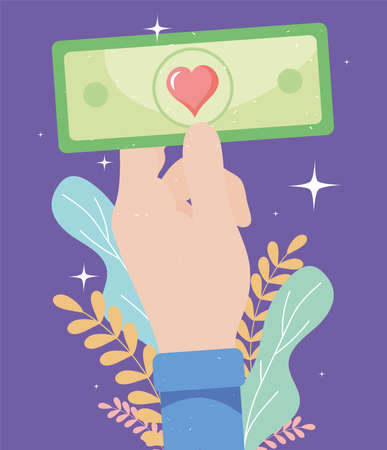 hand with donate money billのイラスト素材