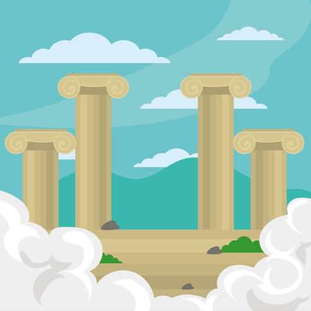 greek columns landscapeのイラスト素材