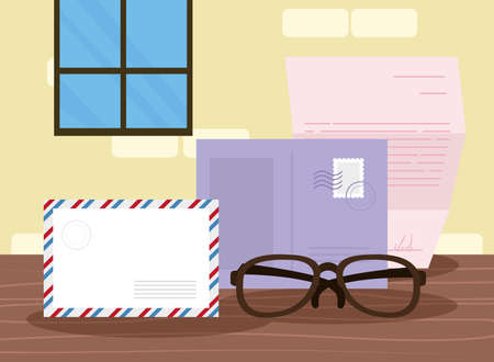 postal letters and envelopeのイラスト素材