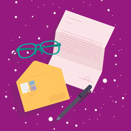 postal envelope and eyeglassesのイラスト素材