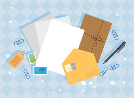 postal packing and lettersのイラスト素材